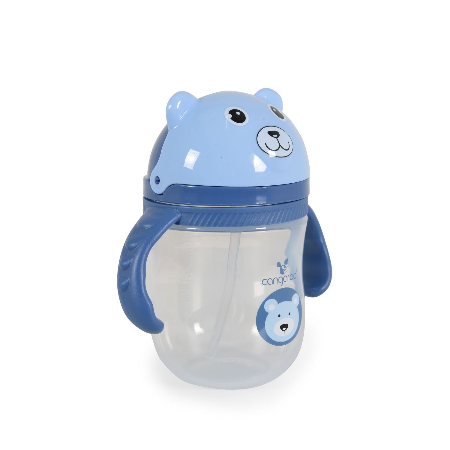 Baby-Trinklernbecher blau Griff Schutzdeckel bequemer Trinkhalm Berry, 240 ml Cangaroo Trinkflasche