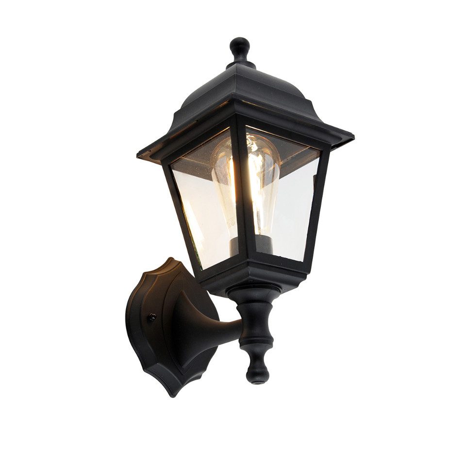 Qazqa Außen-Wandleuchte Capital, Dimmbar, LED wechselbar, Extra-Warmweiß, QAZQA Außen Wand­leuchte, e27, Schwarz, Kunststoff, classic-antique