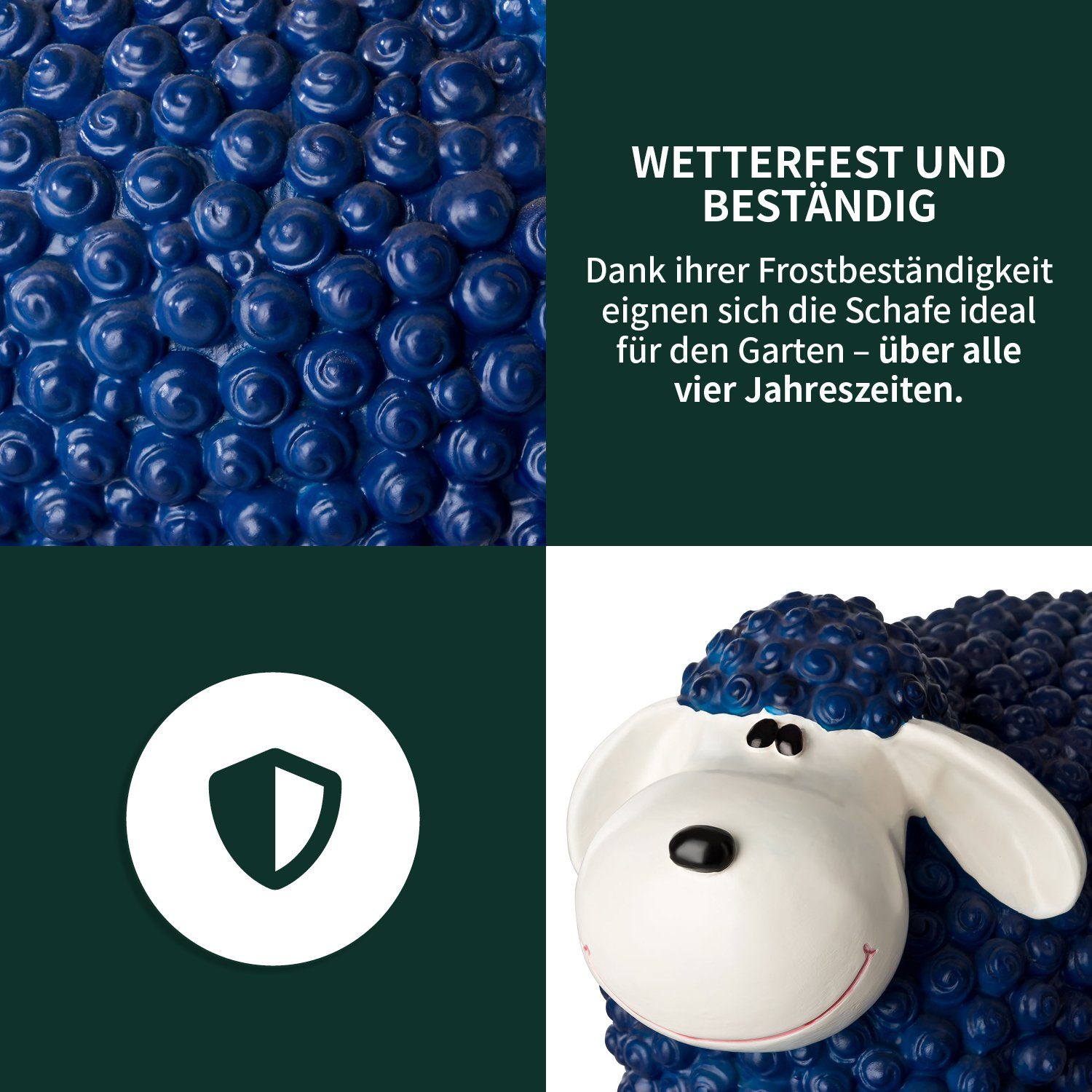 Gartendeko Blau Gartenfigur Schaf - für - Wetterfeste VERDOBA Gartenfigur Schaf Außen, Polyresin Mini Deko