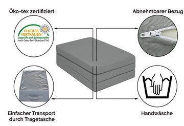 Klappmatratze, ZOLLNER, 3-teilig faltbar, Abnehmbarer Bezug, Aufbewahrungstasche, 60 x 120 cm, 55% Baumwolle, 45% Polyester