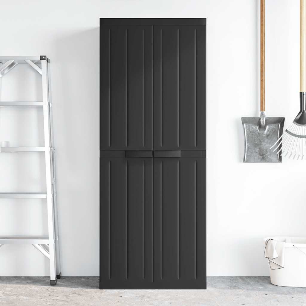 vidaXL Garten-Geräteschrank Gartenschrank Schwarz 65x37x165 cm PP, (1 St)