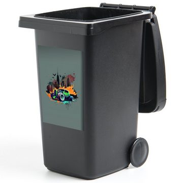 MuchoWow Wandsticker Auto - New York - Graffiti - Grün - Hot Rod (1 St), Mülleimer-aufkleber, Mülltonne, Sticker, Container, Abfalbehälter