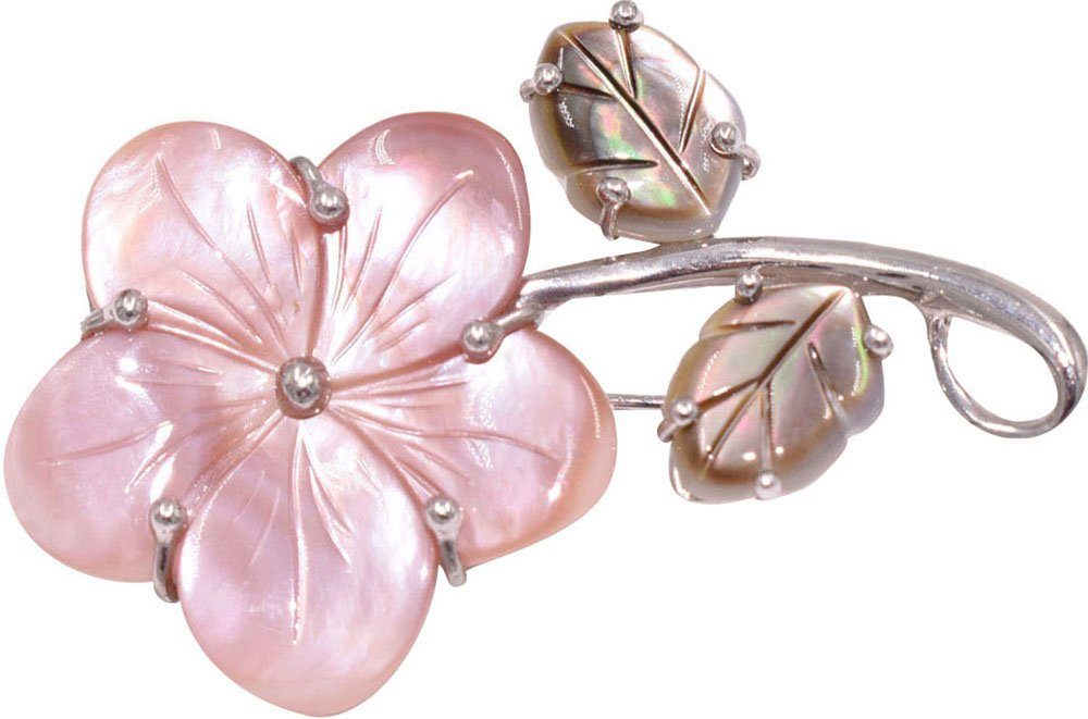 Firetti Brosche Schmuck Geschenk Silber 925 Ansteckschmuck Blume, mit Perlmutt