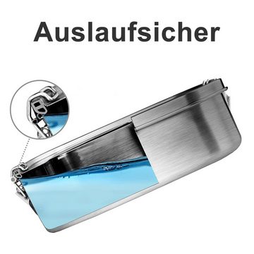 OSTWOLKE Lunchbox 850ml/1400ml Brotdose Edelstahl Lunchbox BPA frei mit Fächern