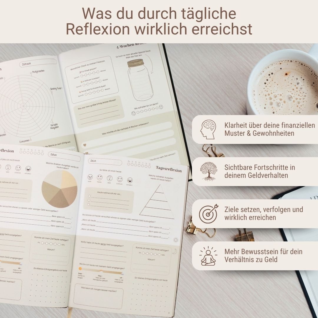 BeginnerBudget Tagebuch Finanzjournal Achtsamer Umgang mit Geld, Reflexionen & Geldbewusstsein 158 Seiten Journey, Dein Weg zu bewusstem Umgang mit Geld