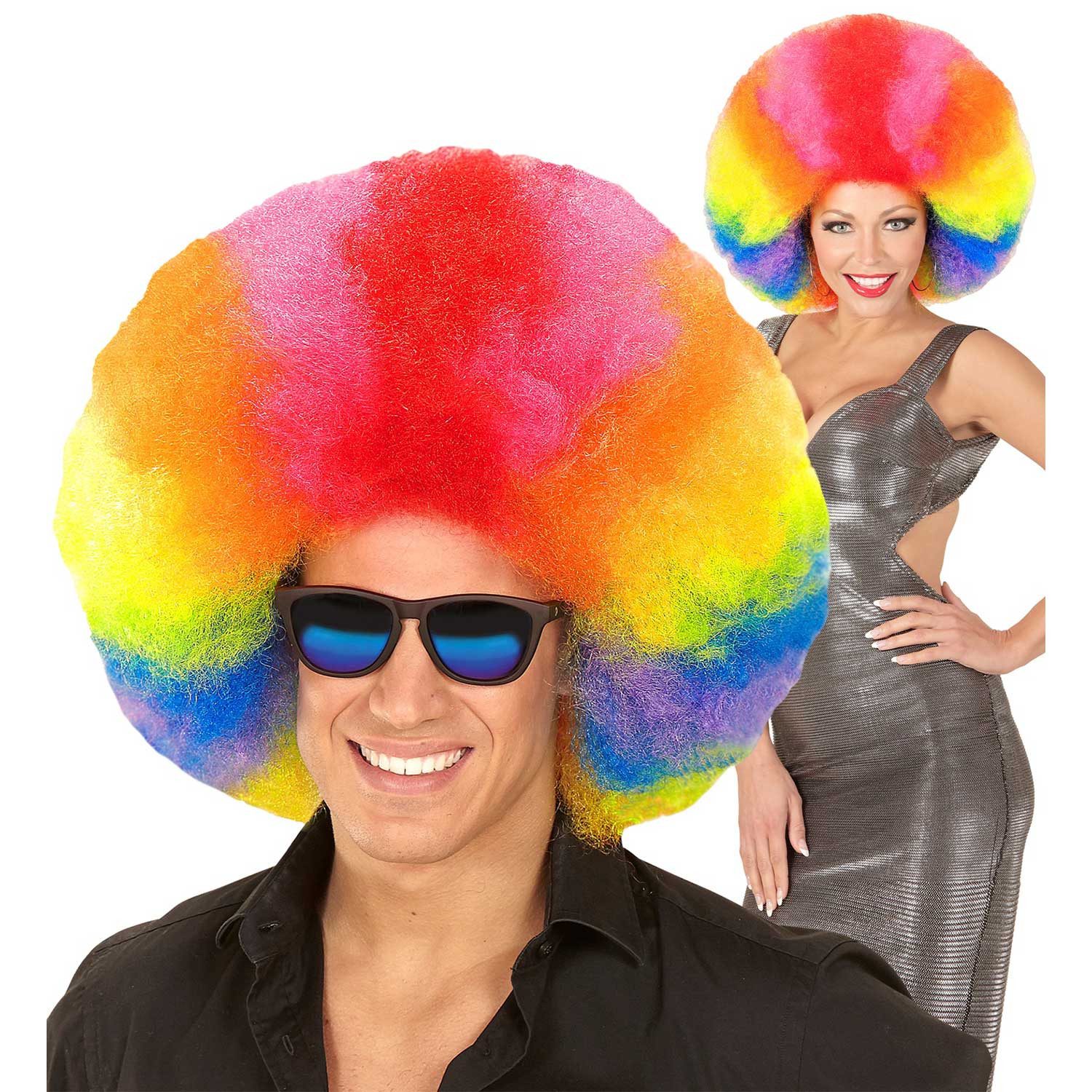Kostüm-Perücke Riesen Afro Perücke für Erwachsene, Regenbogen