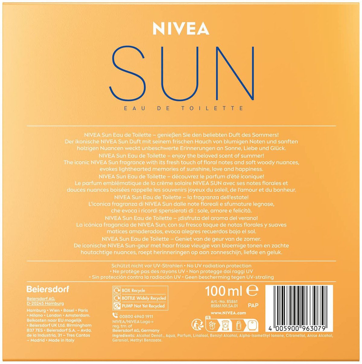 Nivea Sun Eau de Toilette SUN, mit original NIVEA Sonnencreme Duft