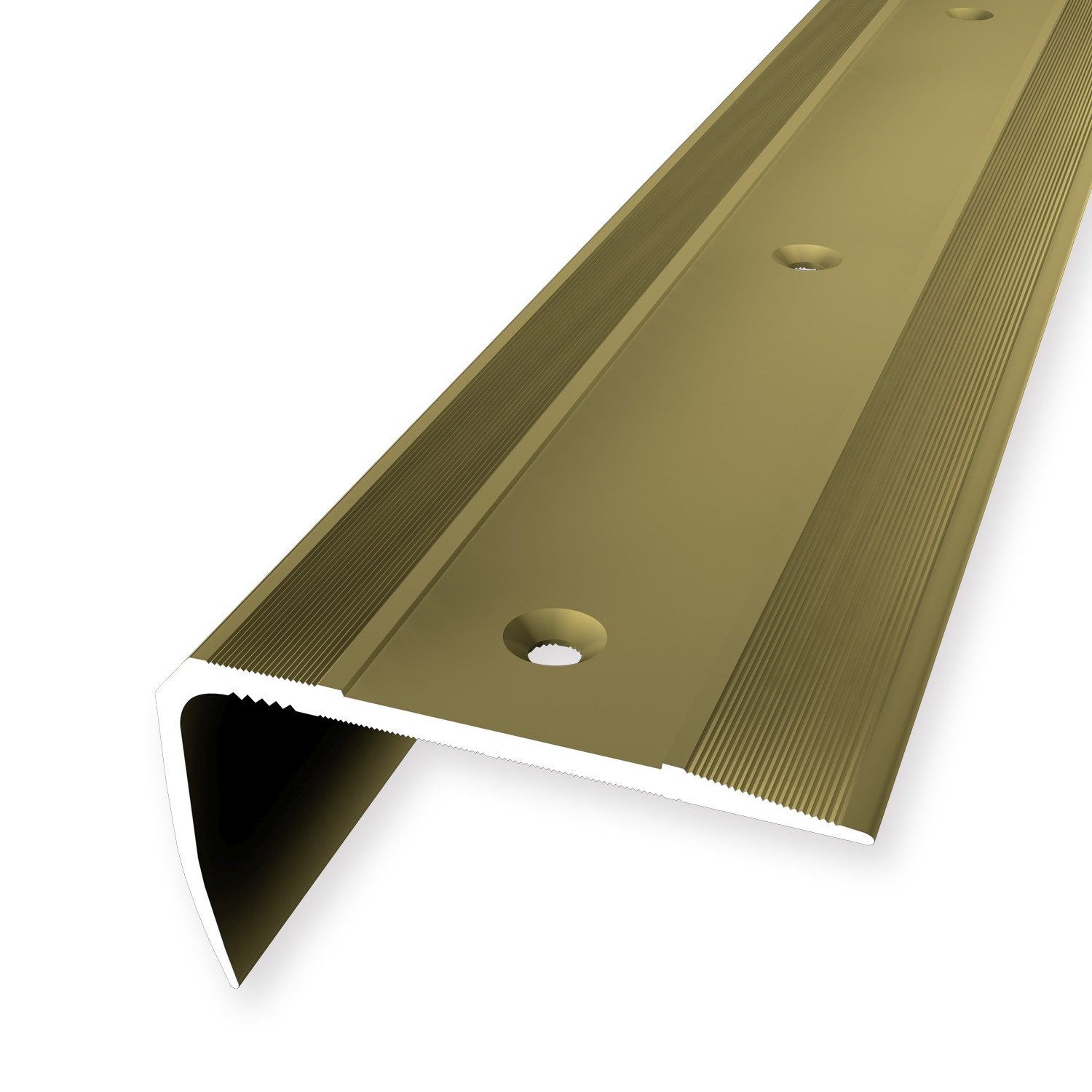 Küberit Treppenkantenprofil 29 x 53 x 2500 mm Winkelprofil Gold Gebohrt Aluminium