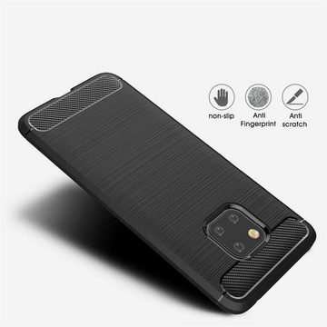 CoolGadget Handyhülle Carbon Handy Hülle für Huawei Mate 20 Pro 6,4 Zoll, robuste Telefonhülle Case Schutzhülle für Mate 20 Pro Hülle