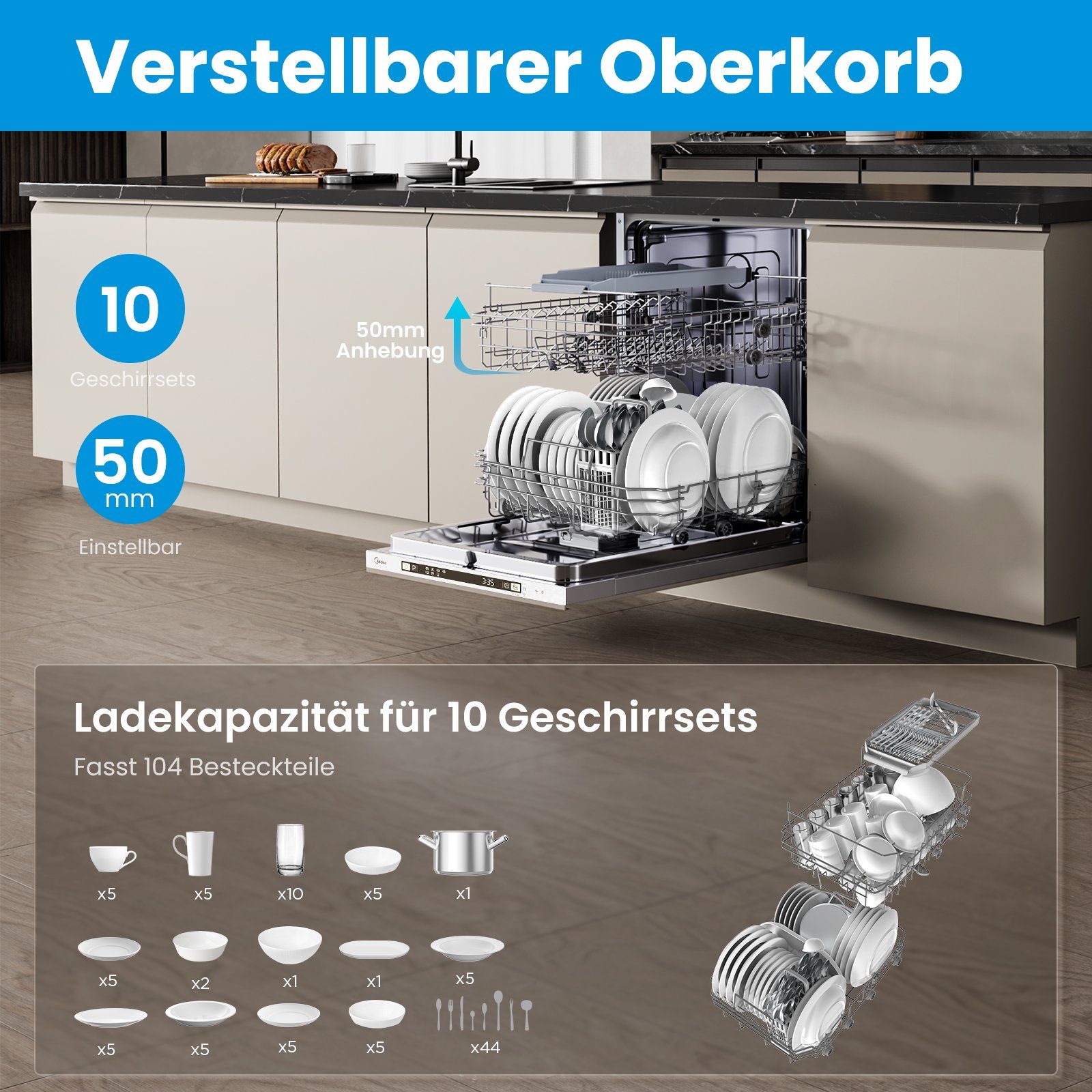 Midea vollintegrierbarer Geschirrspüler SV 5.14K10C