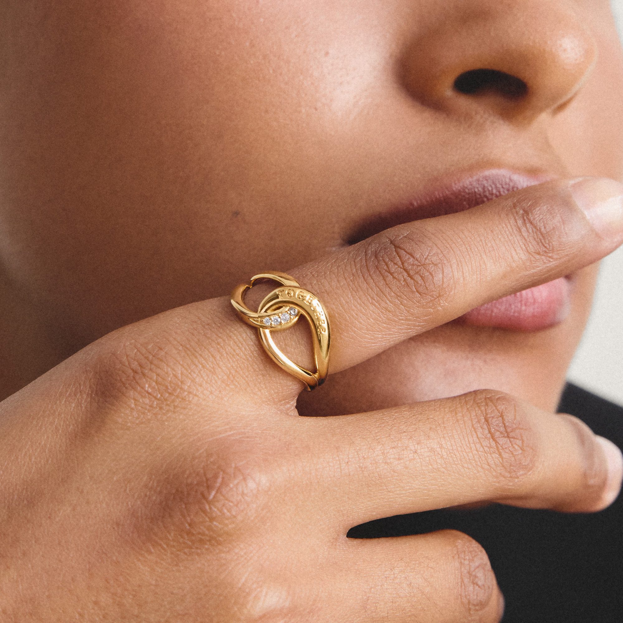 THOMAS SABO Fingerring Together Ring gelbgoldfarben, mit Zirkonia (synth)