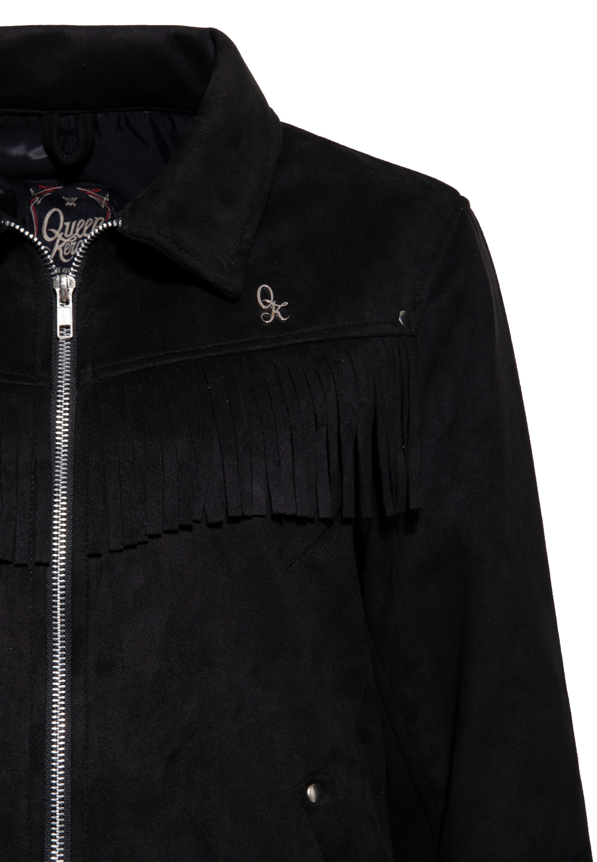 QueenKerosin Collegejacke (1-St) mit Fransen