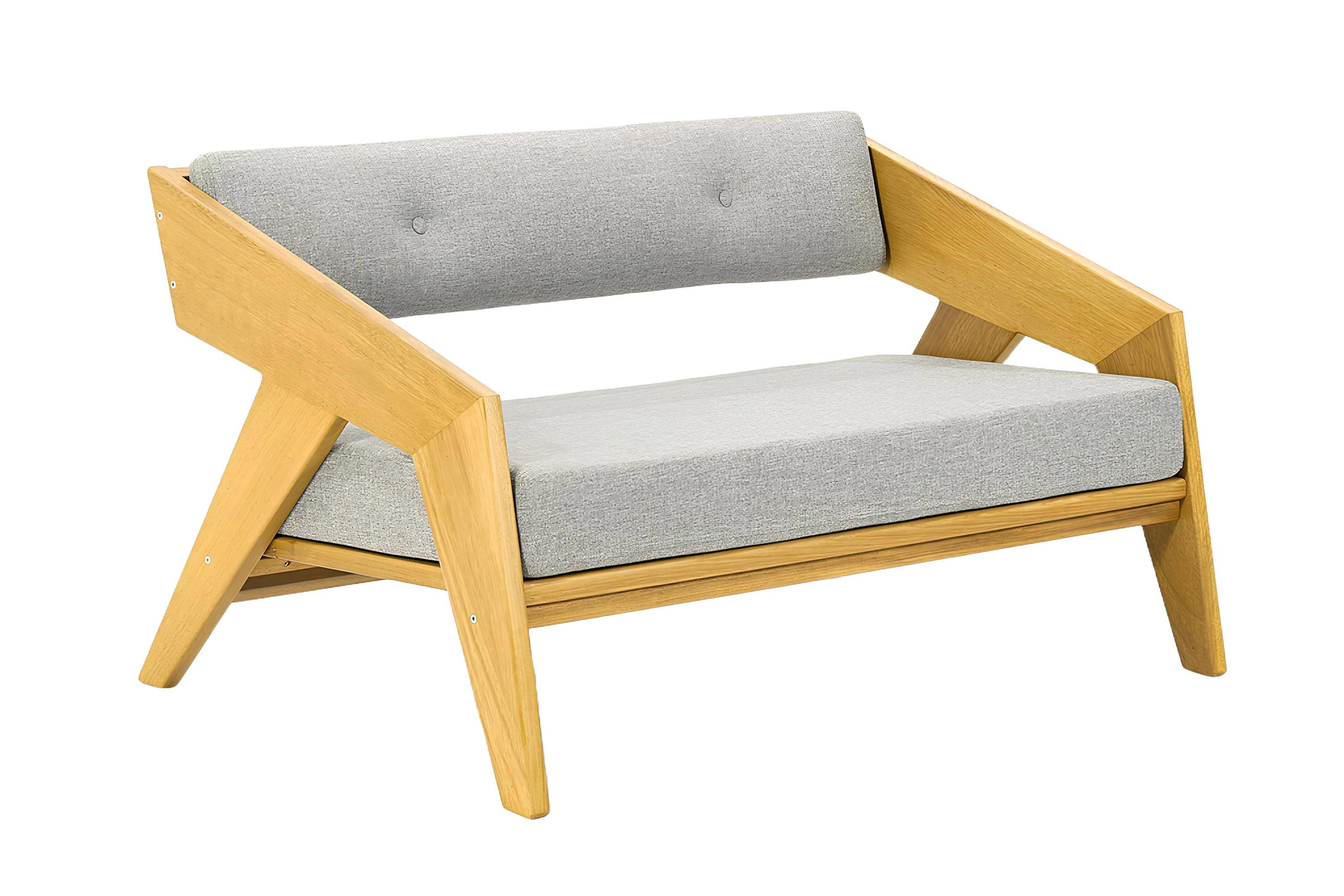 Xlmoebel Bank Elegante Holzbank in hellem Beige mit bequemen Polsterkissen (Bank), Hergestellt in Europa