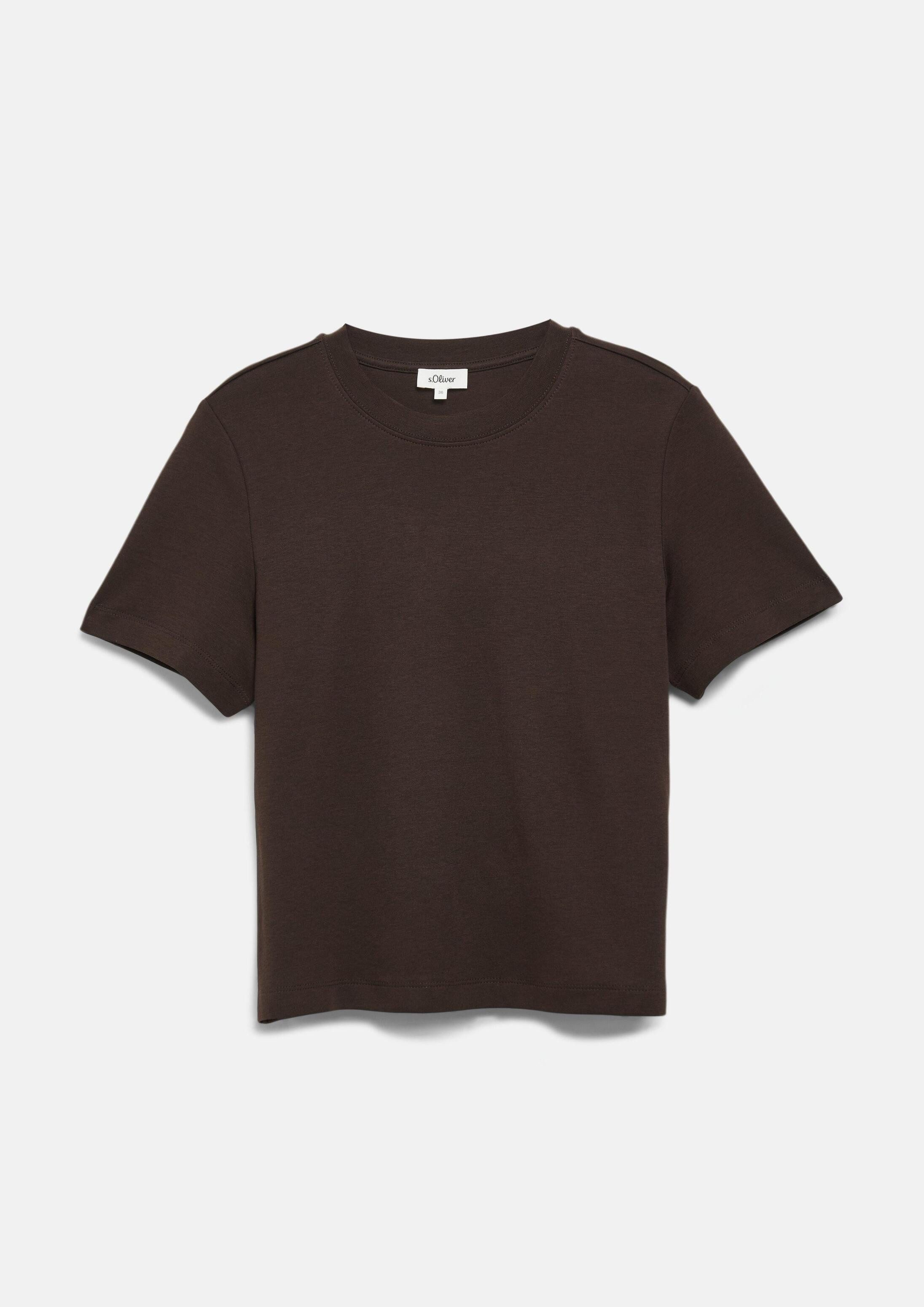 s.Oliver Kurzarmshirt T-Shirt Verkürztes T-Shirt aus Interlockjersey