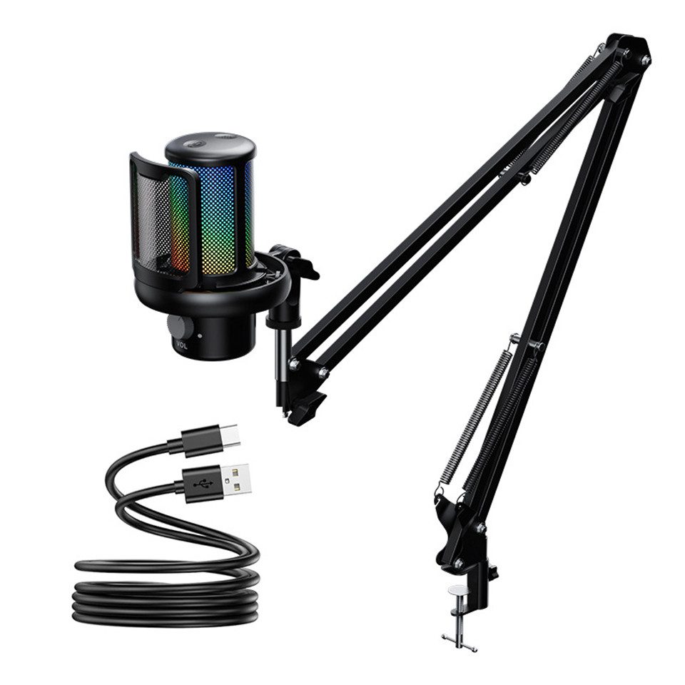 nsihing Mikrofon Streaming Mikrofon mit Arm für Podcast Studio Gaming Mikrofon, USB-Mikrofon für PC mit Ständer, RGB, Gaming-Equipment
