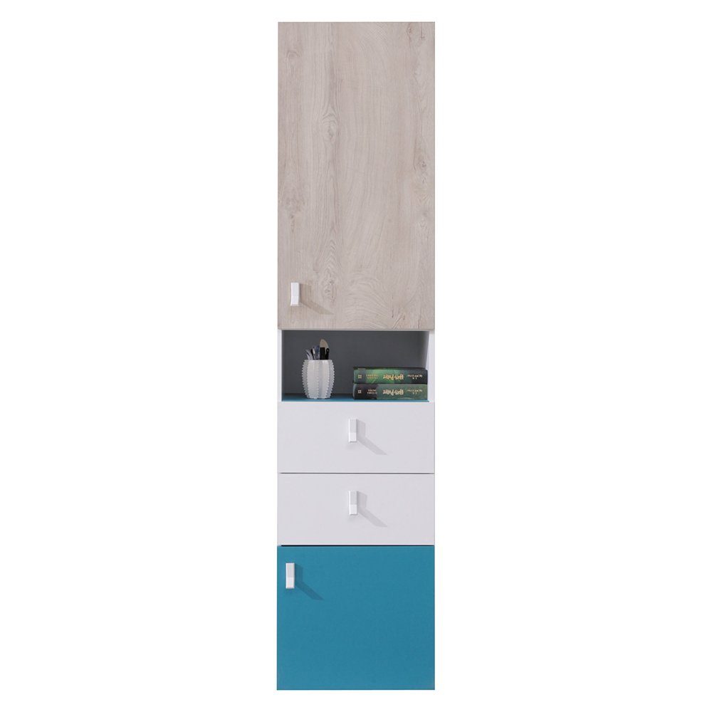 Lomadox Regal PITTSBURGH-133, Regalschrank, weiß/Eiche/blau günstig online kaufen