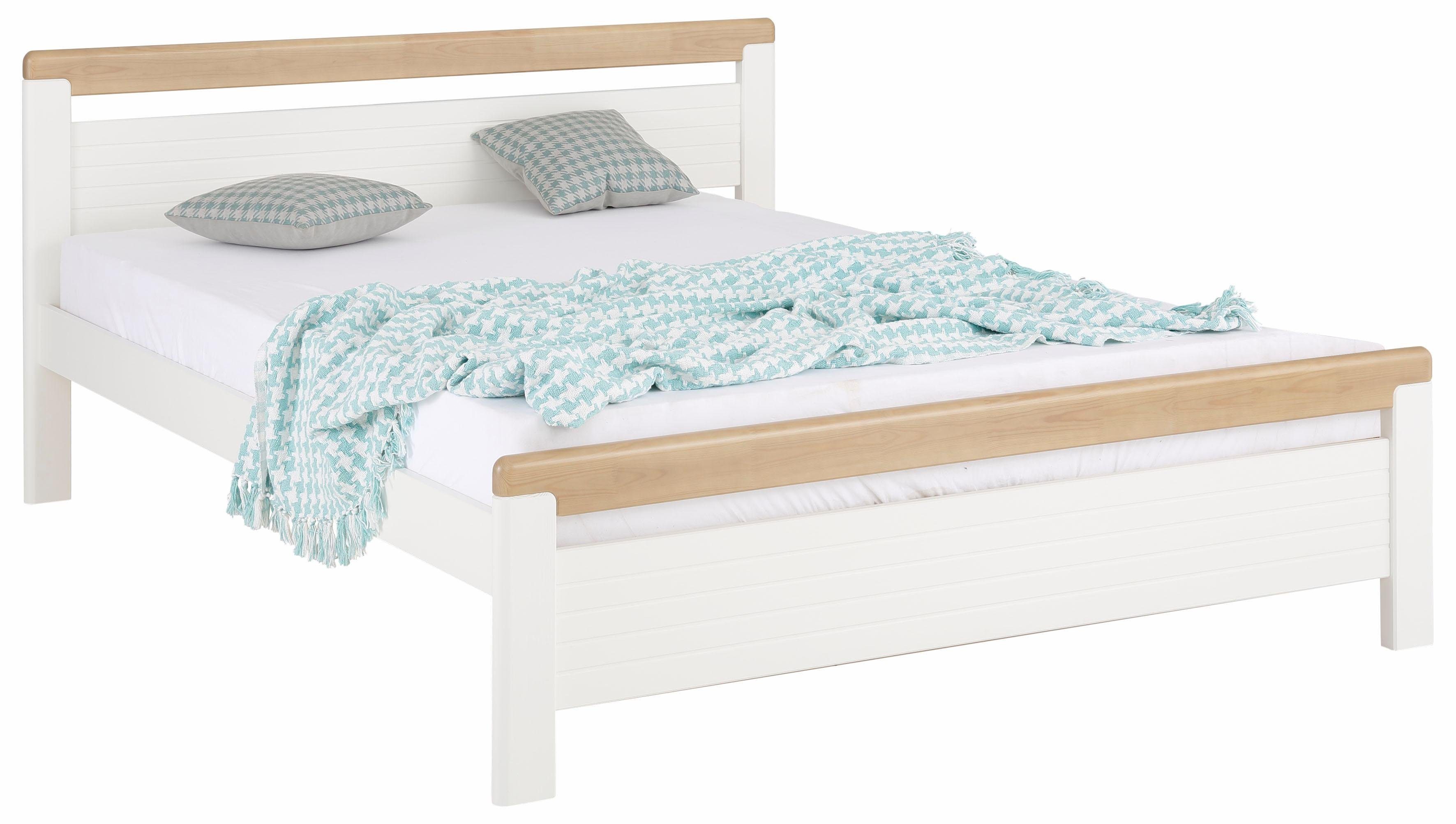 OTTO home Massivholzbett "CAPRE" im skandinavischem Landhausstil, mit Rollrost, aus zertifiziertem Massivholz, Lamellenoptik