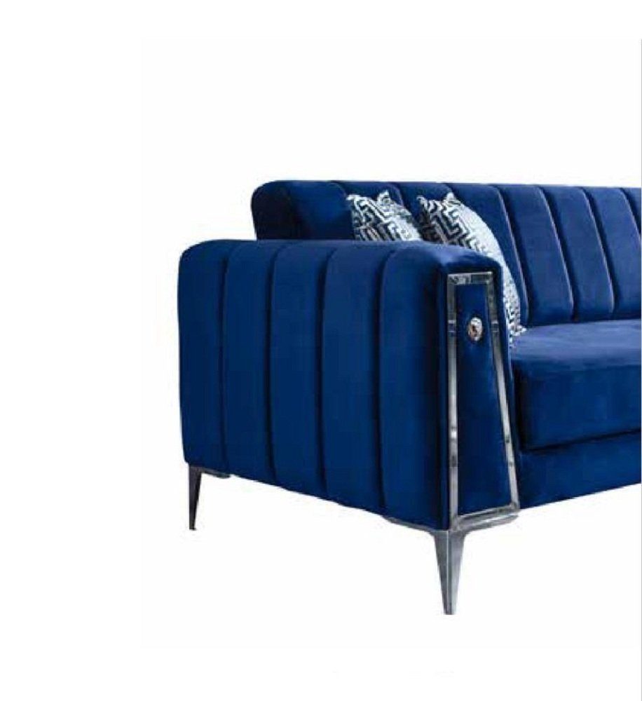 in JVmoebel Teile, Textil Luxus Moderne Designer Sitzer 3 3-Sitzer Couch Wonhzimmermöbel, Made Europe Blauer 1