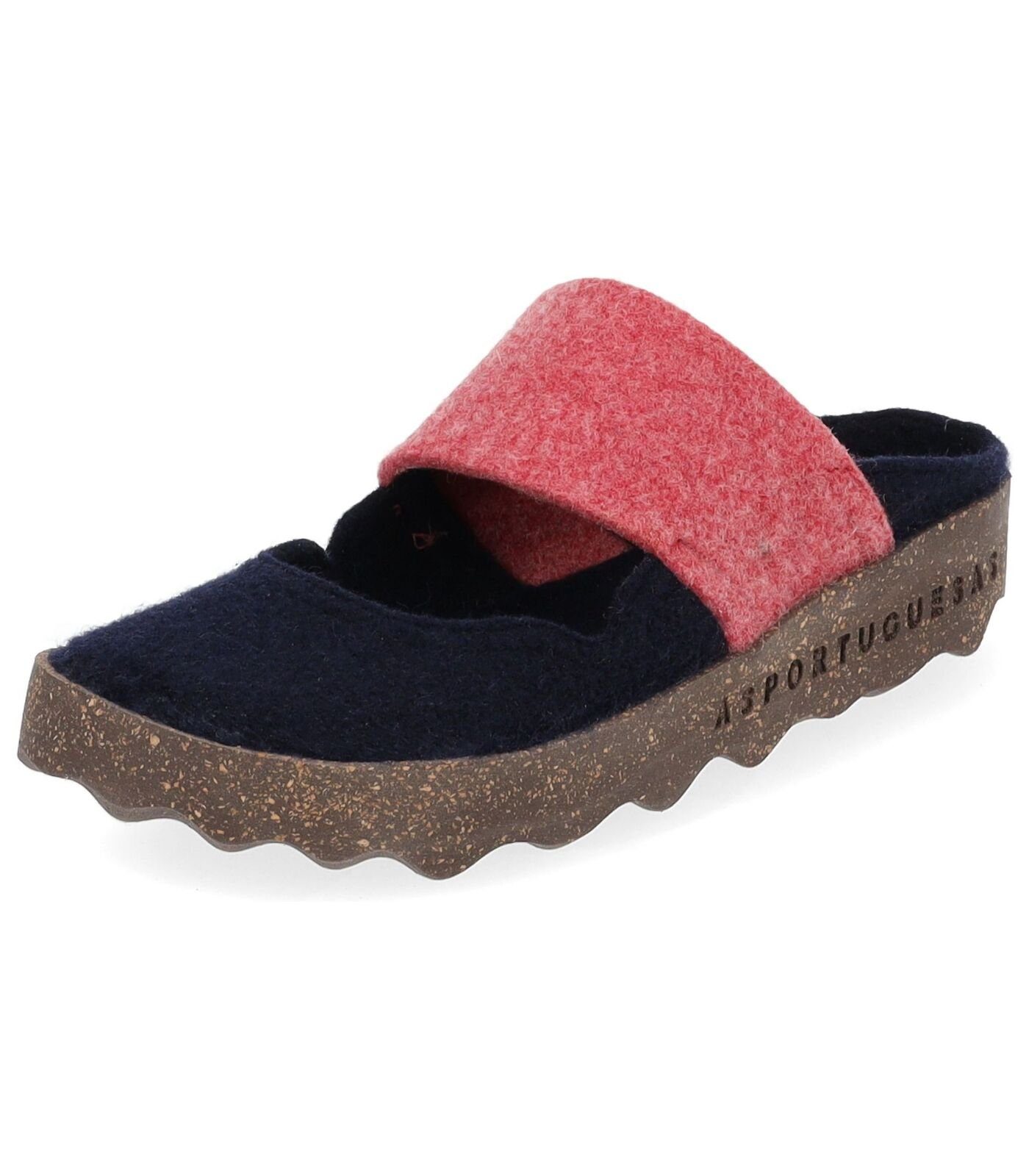 Asportuguesas Filz Pantoletten Pantolette Blau/Rot