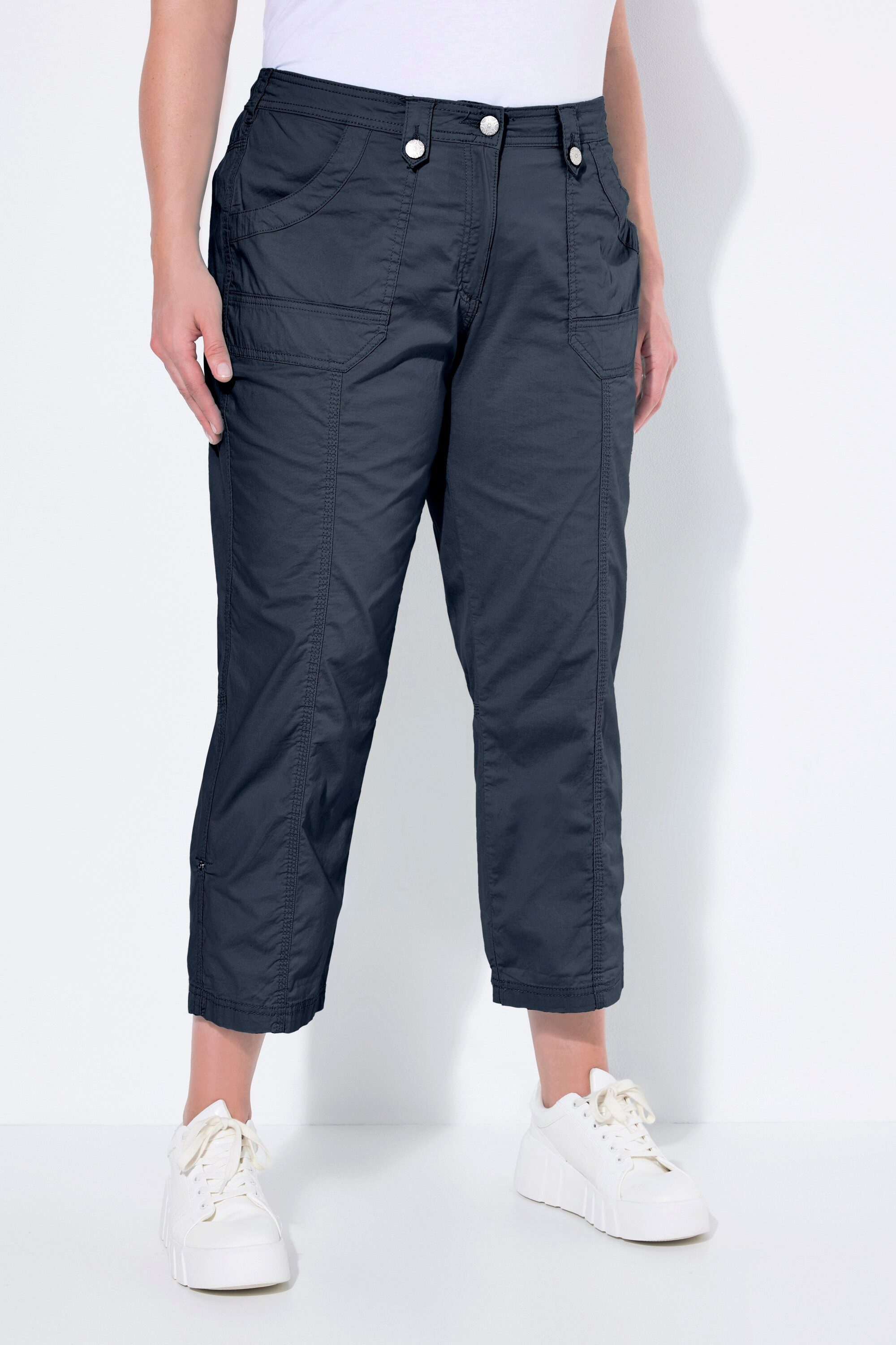 Ulla Popken Funktionshose 7/8-Cargohose Krempelriegel Komfortbund günstig online kaufen
