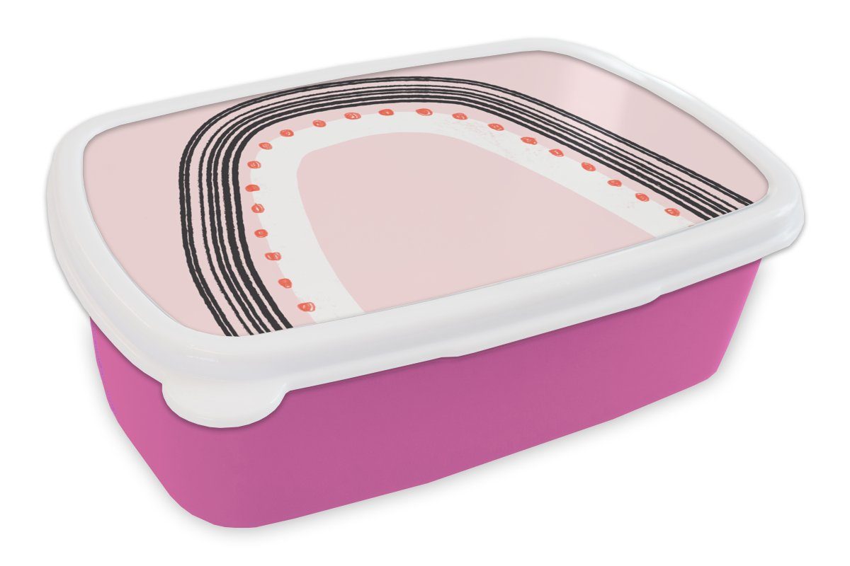 - Mädchen, Lunchbox Rosa, Kunststoff, für Brotbox Erwachsene, (2-tlg), Brotdose Kinder, Kunststoff Minimalismus Snackbox, Regenbogen - MuchoWow
