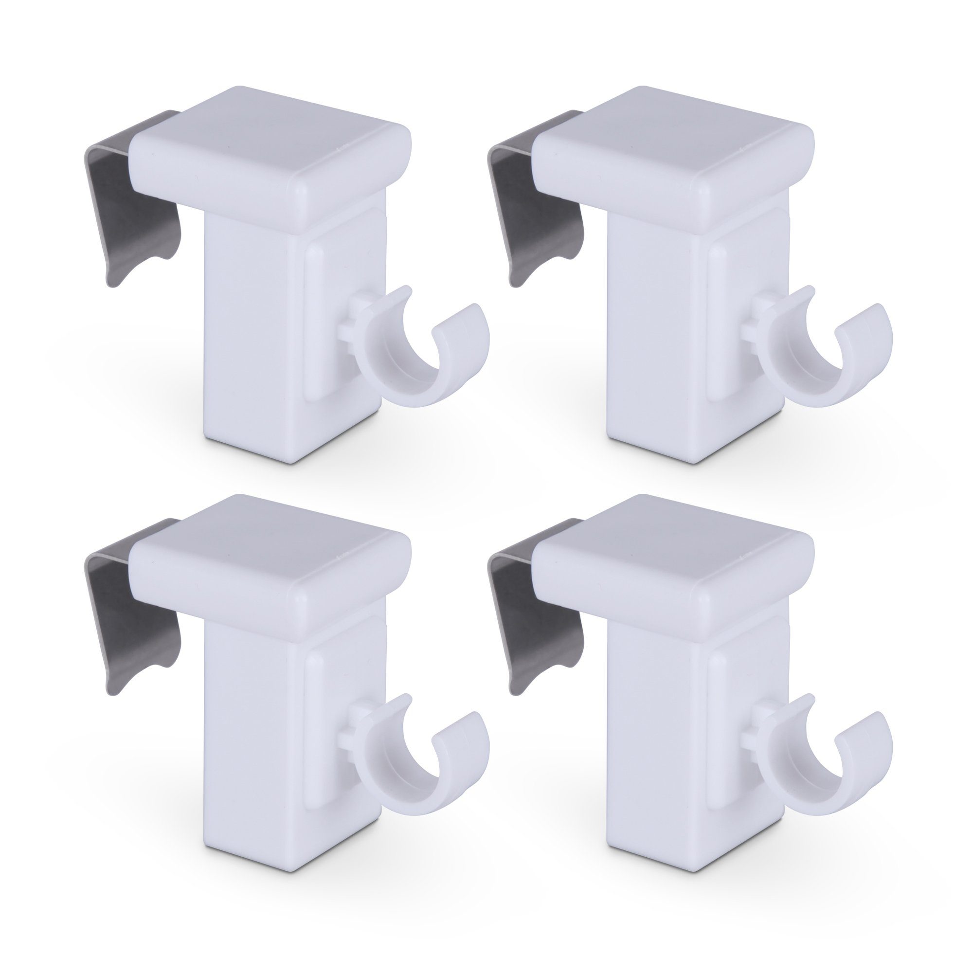 Bestlivings Klemmträger für Caféhausstangen bis Ø 10 mm, Caféhausstangen, (4-tlg), Fensterrahmen 10–27 mm, aus robustem & langlebigem Kunststoff, drehbar