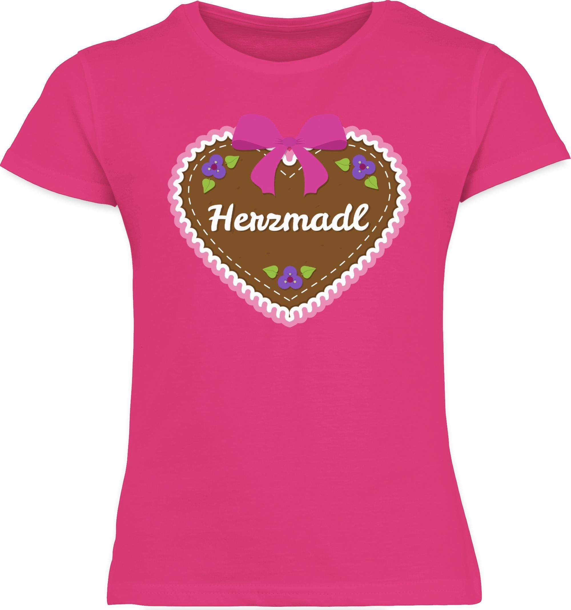 Outfit Shirtracer 2 für Herzmadl Oktoberfest Mode Kinder Lebkuchenherz mit Fuchsia T-Shirt