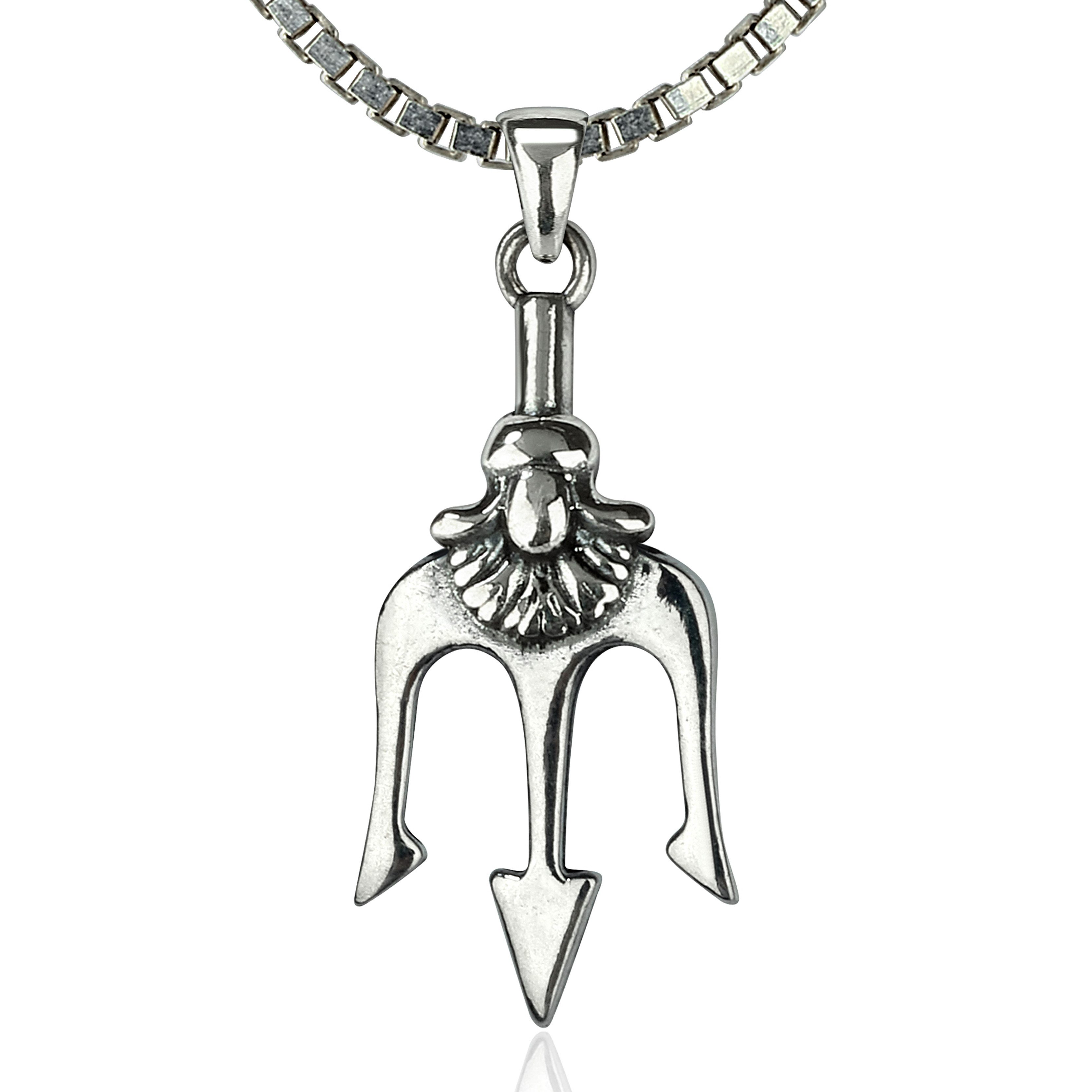 NAHLE Kette mit Anhänger Poseidon Silber Halskette Dreizack Kette Neptun Aq günstig online kaufen