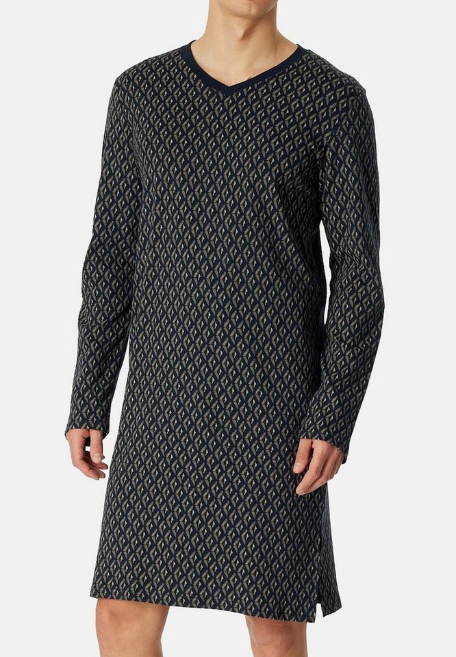 Schiesser Nachthemd Fine Interlock (1-tlg) Nachthemd - Baumwolle -  Atmungsaktiv - Aus 100% Baumwolle, Elegantes Retro-Muster