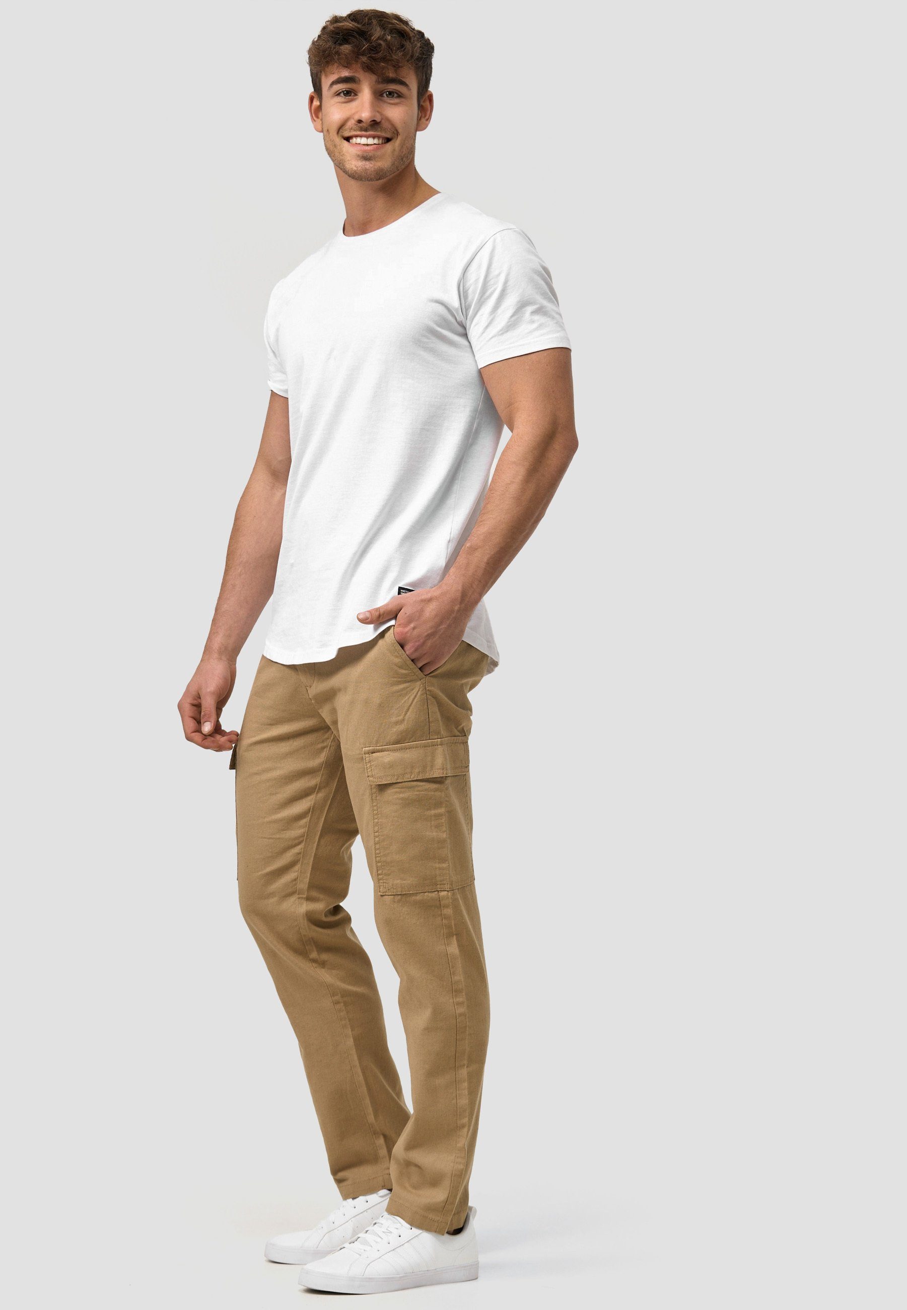 Indicode Leinenhose Herren Leonardo Sommerhose Leinen Herrenhose mit aufgesetzten Taschen