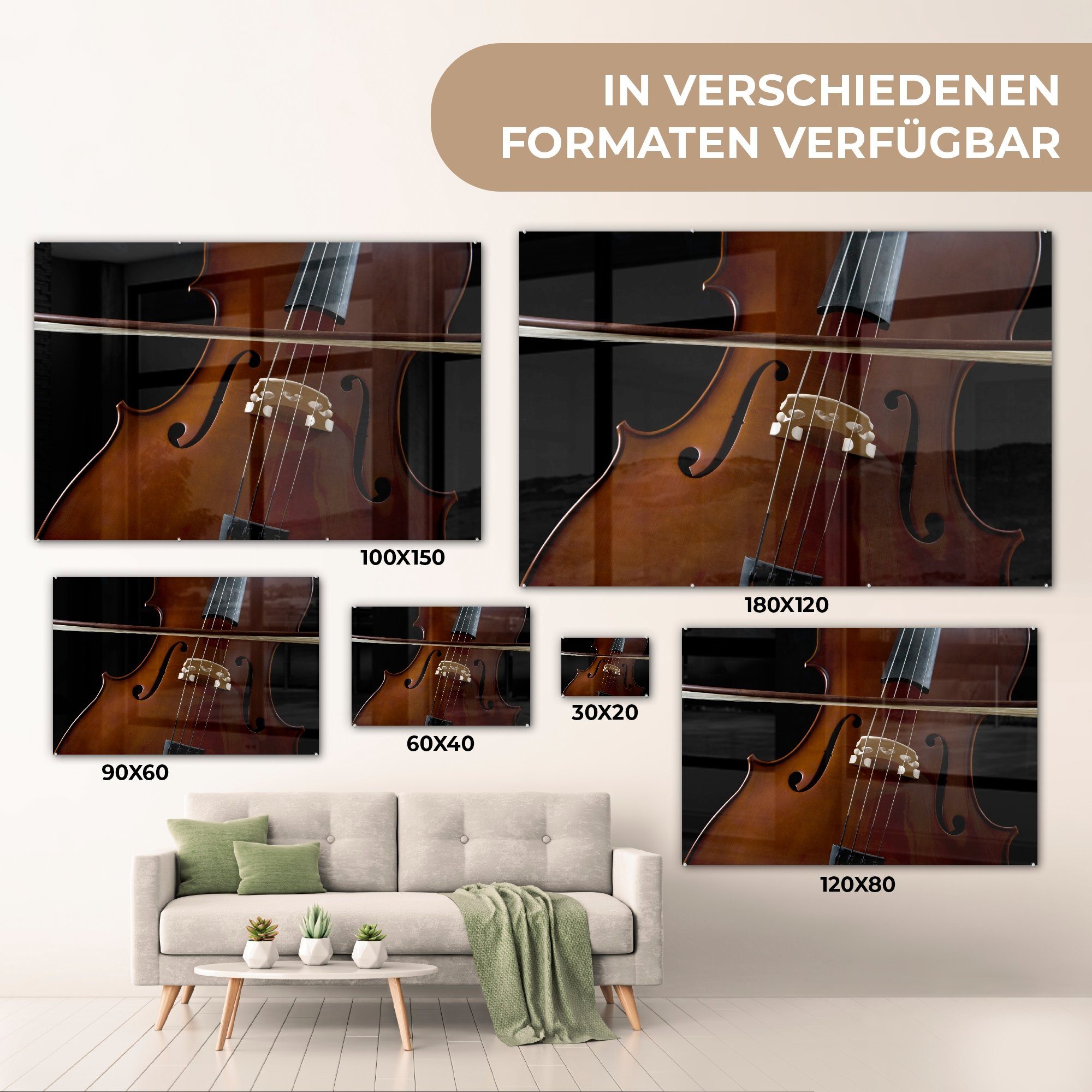 MuchoWow Acrylglasbild Ein Cello einem St), (1 Bogen, Schlafzimmer mit Acrylglasbilder & Wohnzimmer