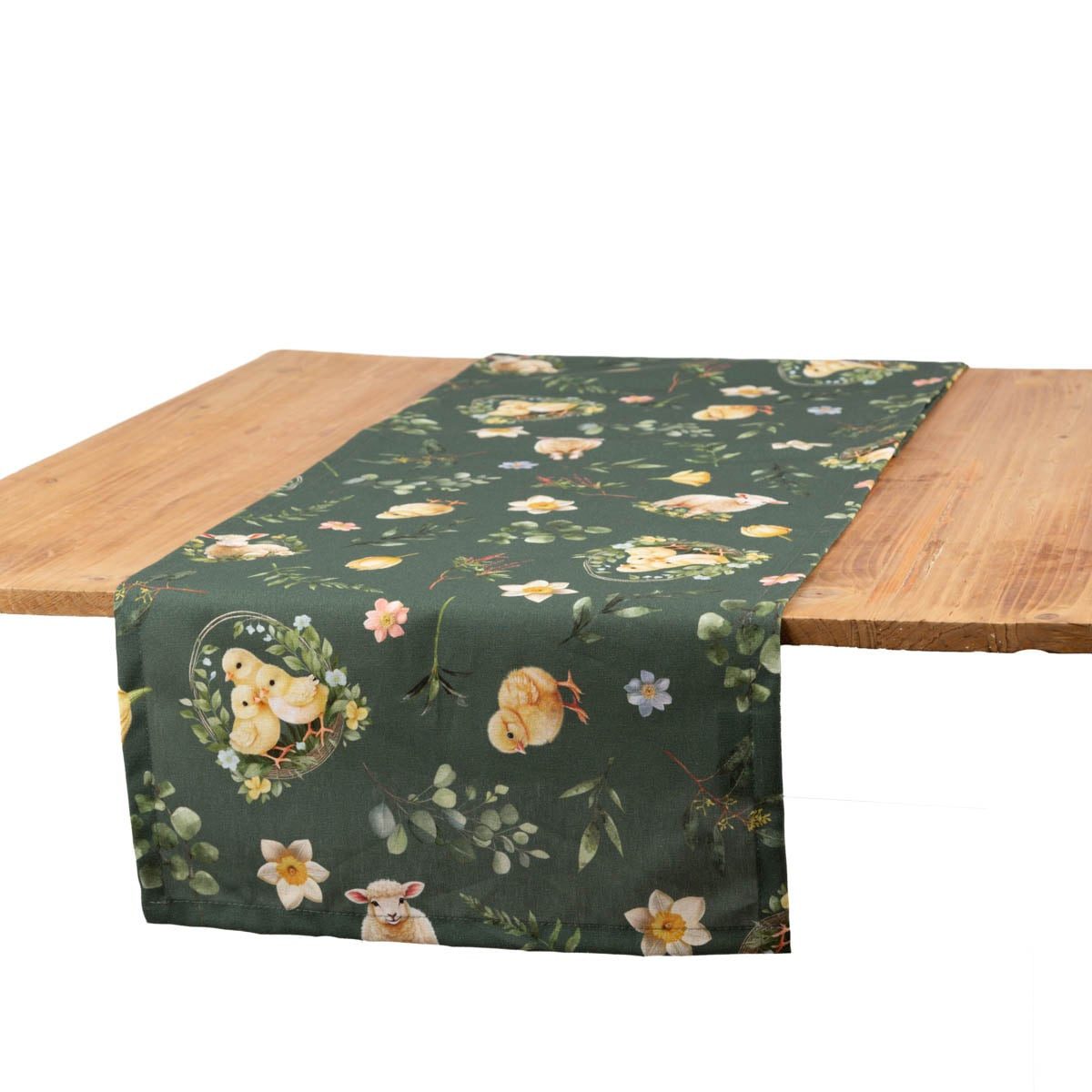 SCHÖNER LEBEN. Tischläufer Tischläufer Ostern Bohemian Easter Mood grün 40x160 cm, Digitaldruck