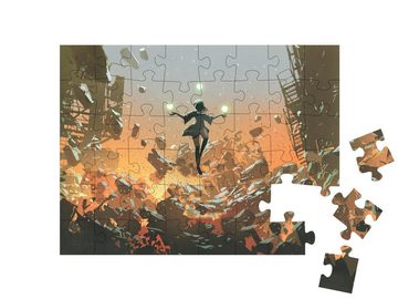 puzzleYOU Puzzle Junges Mädchen mit magischen Kugeln, 48 Puzzleteile, puzzleYOU-Kollektionen Fantasy