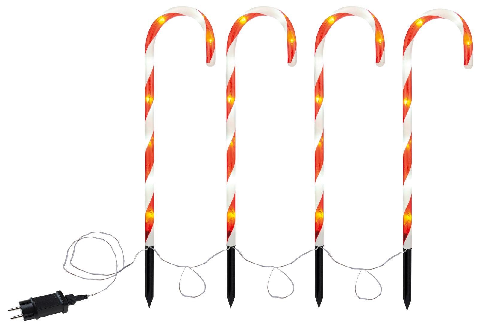 LED Dekolicht LED Zuckerstange Weihnachten Gartenstecker Dekoration Außen Rot Weiß