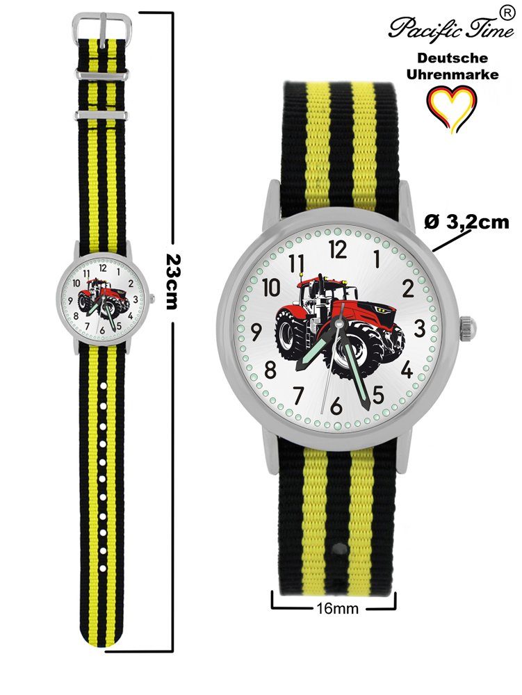 schwarz Match Gratis gestreift und Time Mix Traktor rot Pacific Design - Quarzuhr gelb Wechselarmband, Versand Kinder Armbanduhr
