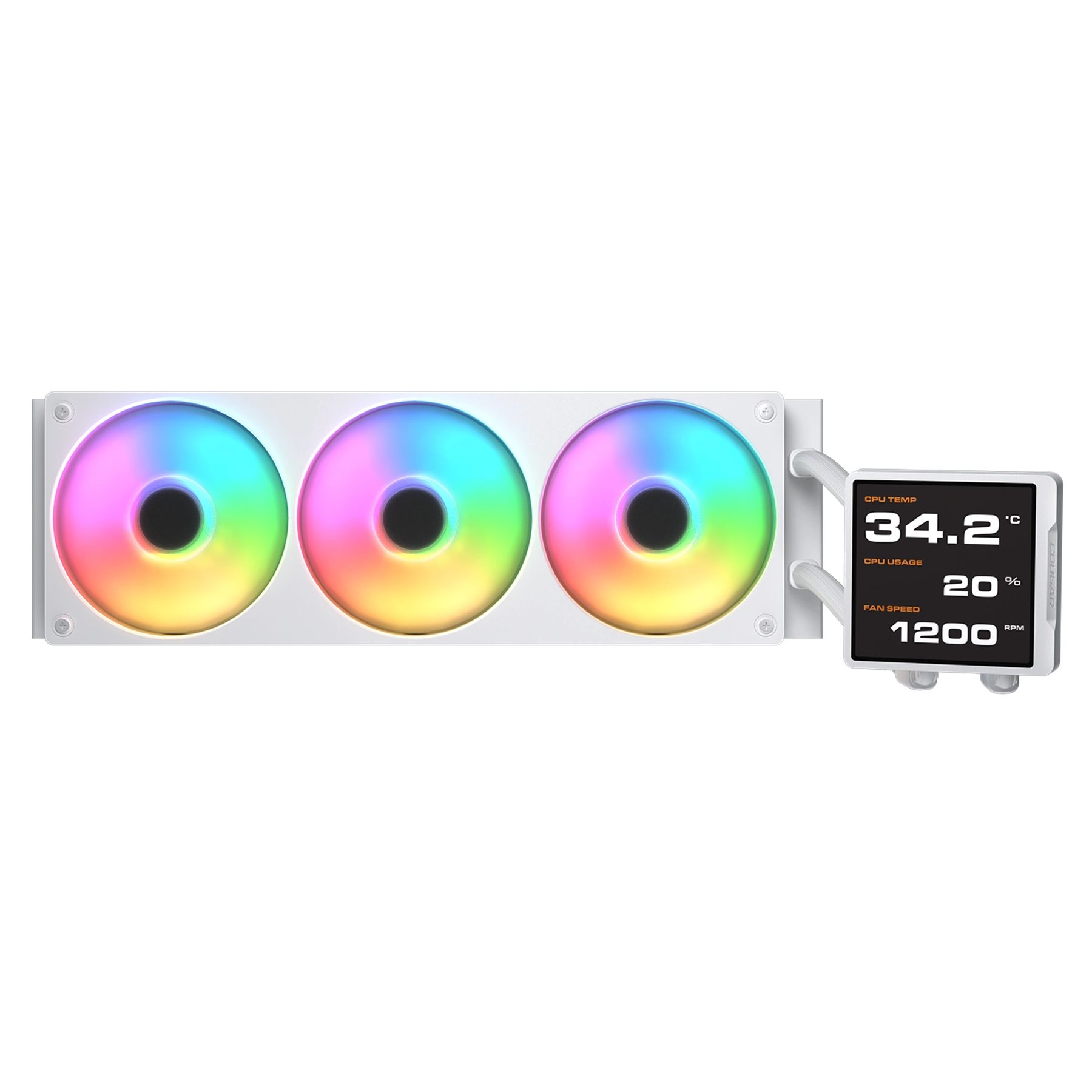 Cougar Wasserkühlung Poseidon Vistek Pro 360 WT mit ARGB-Beleuchtung, 3,95"-IPS-LCD-TFT, 3 Lüfter mit 78,2 CFM, Gleitlager ≤38 dBA