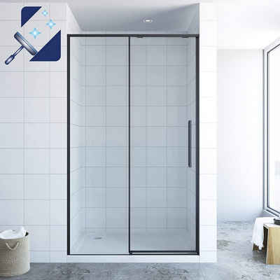 AQUABATOS Dusch-Schiebetür Schiebetür Dusche schwarz matt Duschtür Gleittür Nischentür Duschwand, 120x195 cm