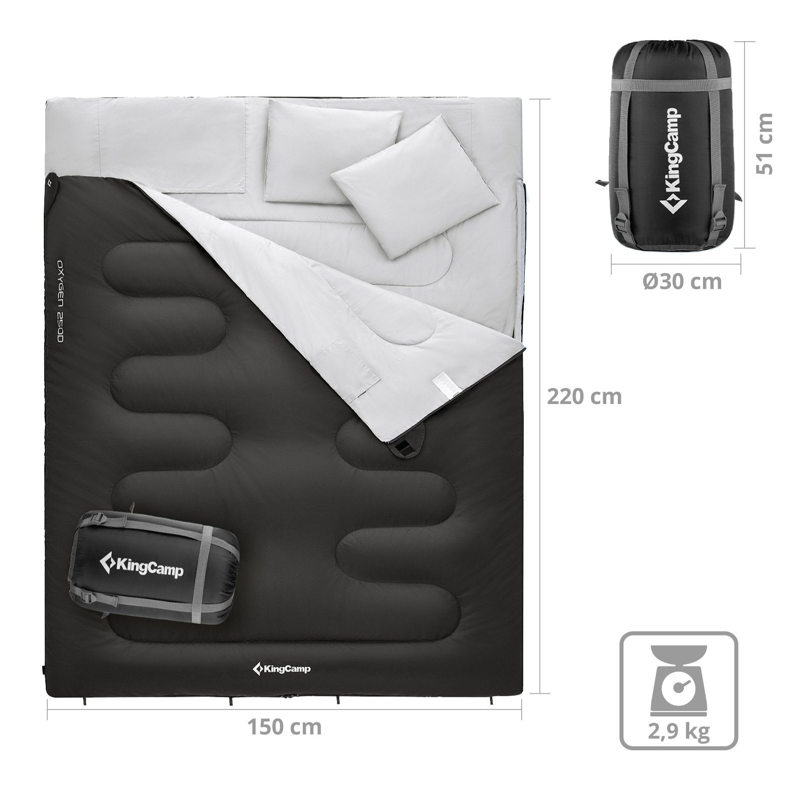 KingCamp Doppeldeckenschlafsack Deckenschlafsack Oxygen 250 D, günstig online kaufen