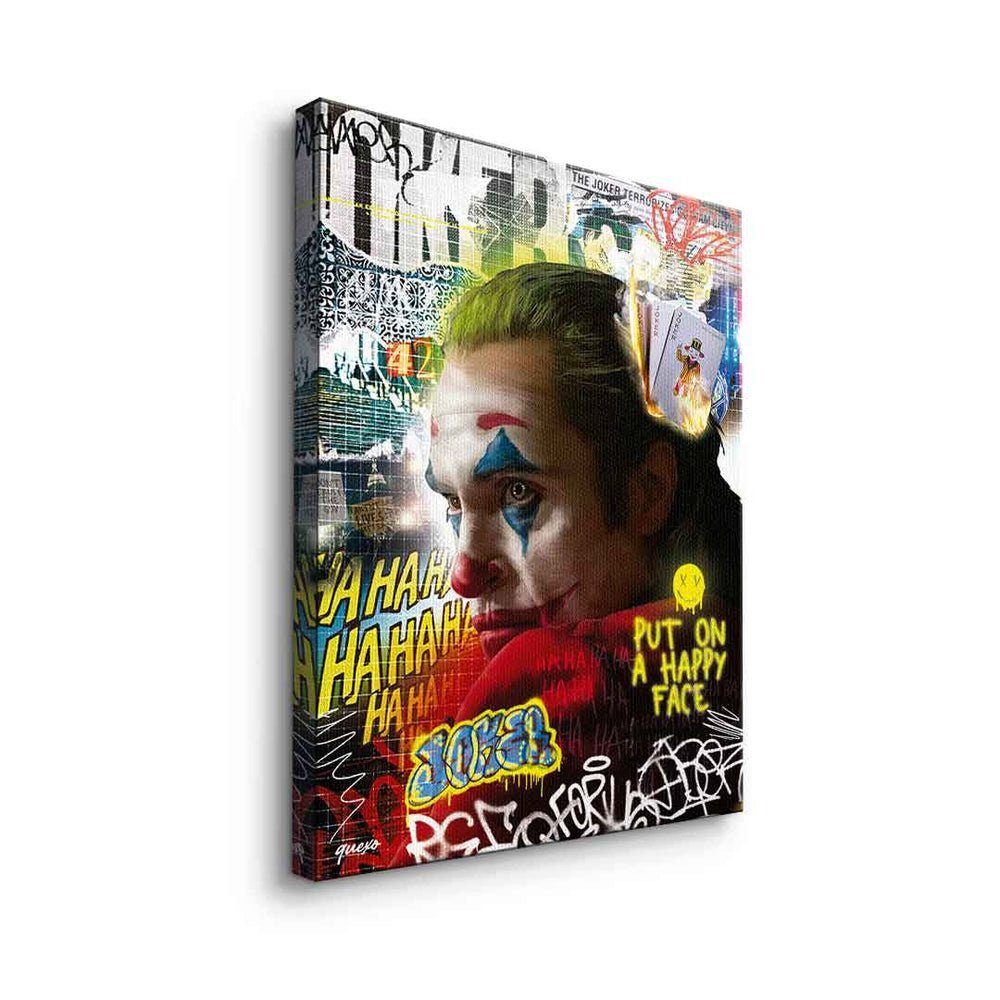 DOTCOMCANVAS® Leinwandbild, Joker Leinwandbild Batman Pop Collage Graffiti Rahmen schwarzer Art