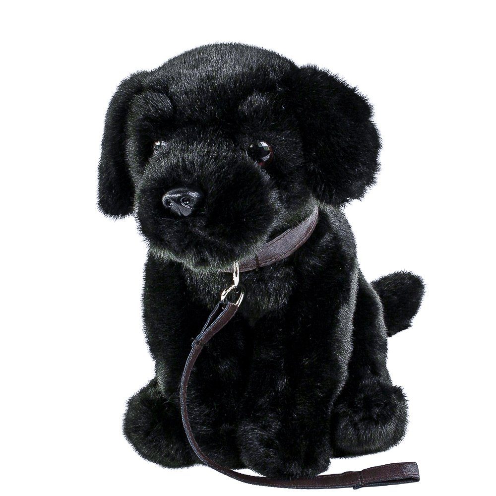 Teddys Rothenburg Kuscheltier Hund Labrador schwarz mit Leine 35 cm  (Kuschelhund, Plüschhund)
