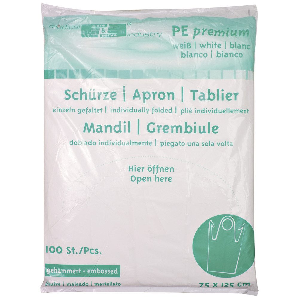 Einweghandschuhe 1005100 Einmal-Schürze 75x125 cm VE 100 Weiß