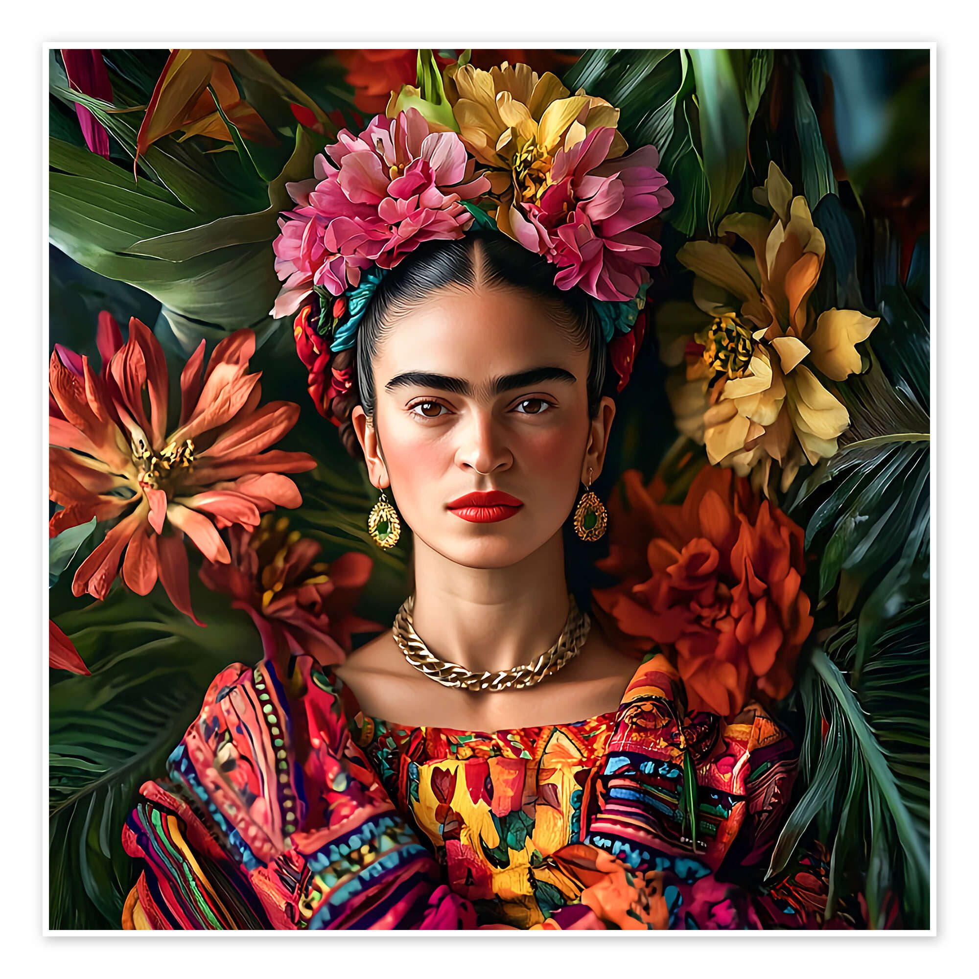 Posterlounge Wandbild Frida Kahlo Floral, Mark Ashkenazi, erhältlich als Poster, Leinwandbild, Wandsticker oder Acrylglasbild