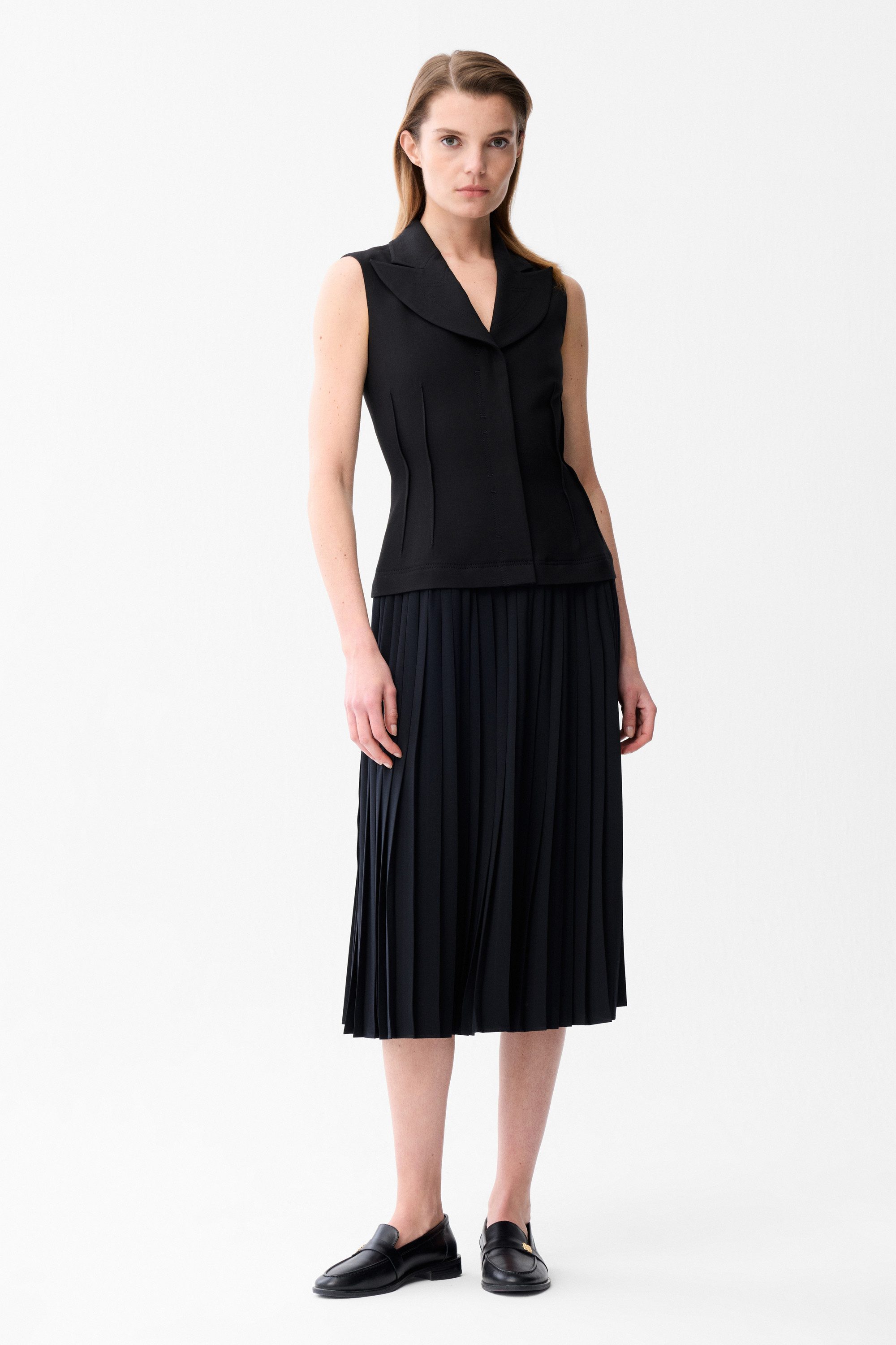 adL Maxikleid Kleid mit Plissee-Detail
