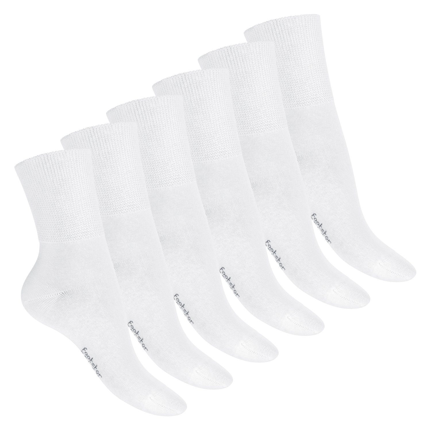 Footstar Gesundheitssocken Gesundheits Diabetiker Socken für Damen & Herren (6 Paar) Weiss