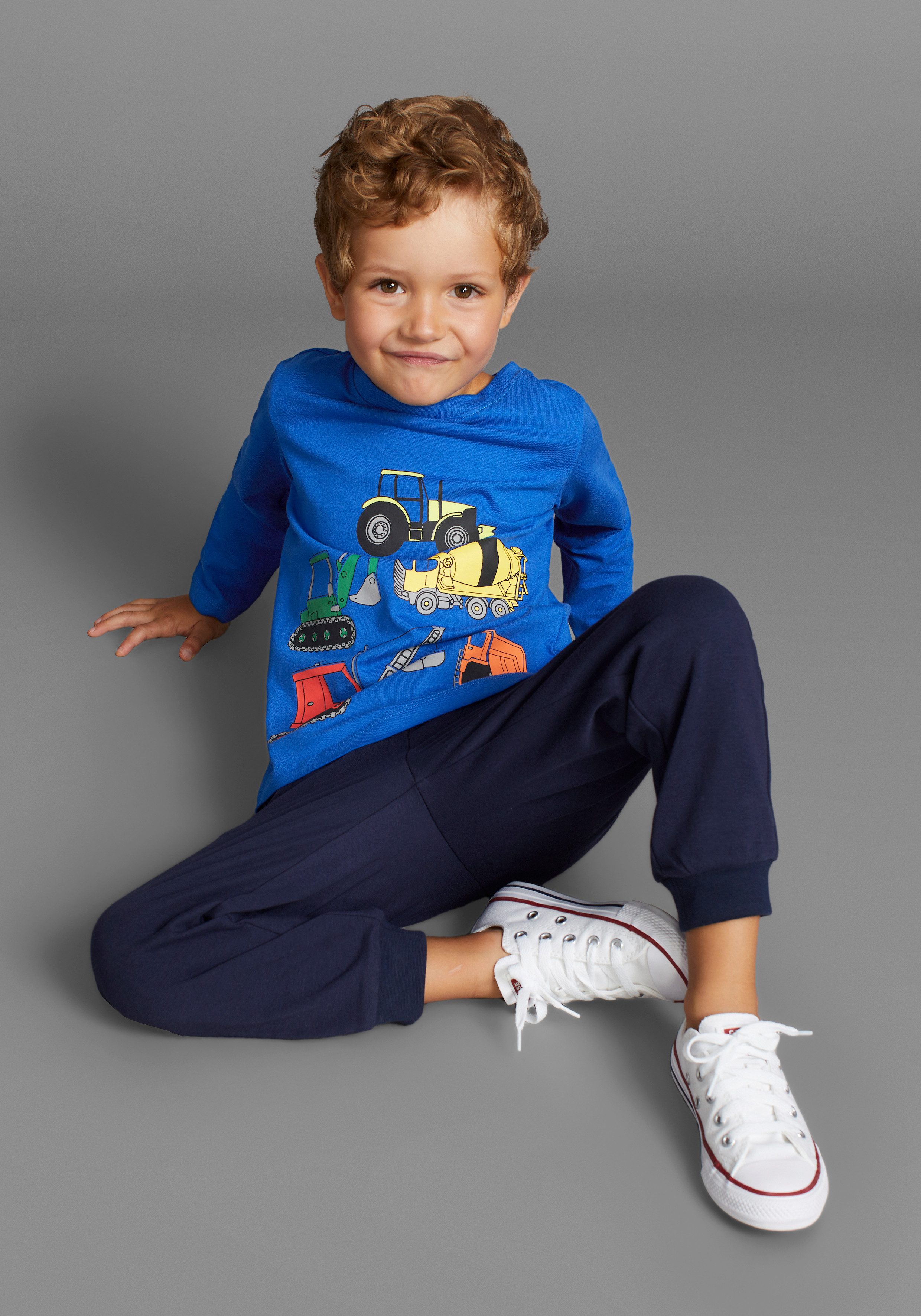 KIDSWORLD Langarmshirt Bagger, Baufahrzeuge für kleine Jungs