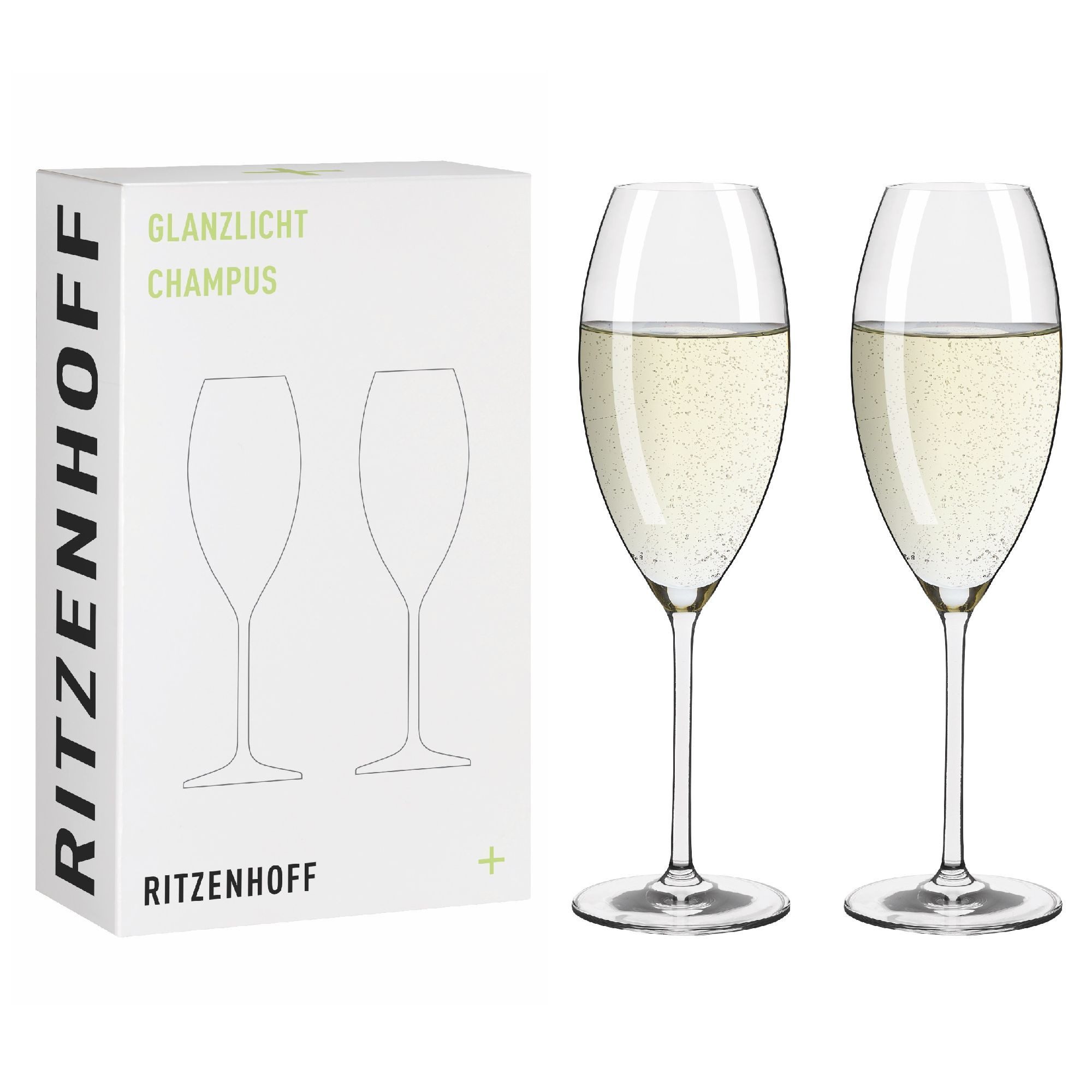 Ritzenhoff Sektglas Glanzlicht, Glas, Spülmaschinengeeignet, Transparent, Motiv: Uni