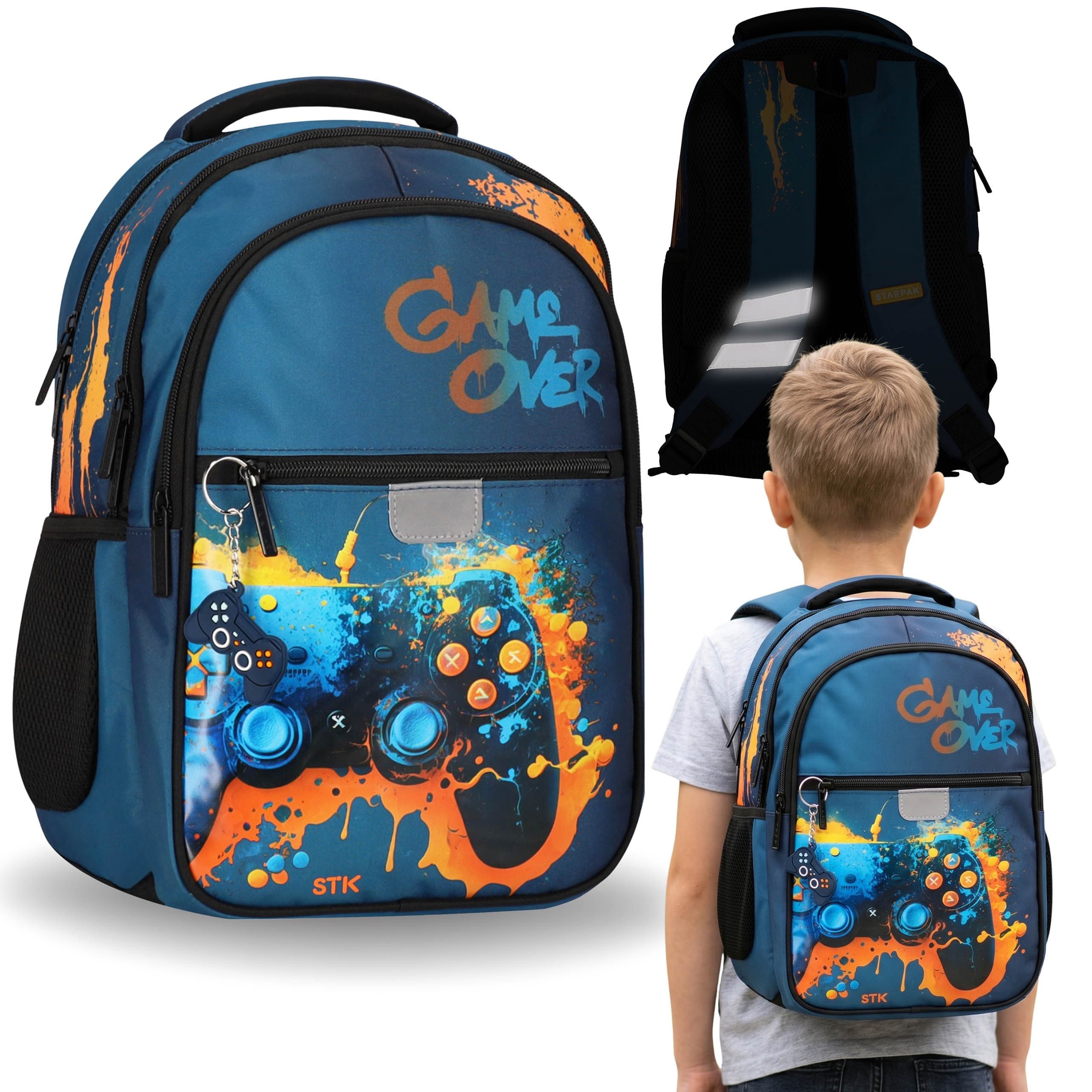 Schulrucksack Gamepad Schulrucksack für Jungen, Reflektoren, 24 l