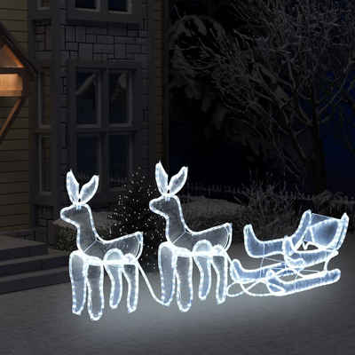 vidaXL Christbaumschmuck Weihnachtsbeleuchtung 2 Rentiere und Schlitten Mesh 648 LEDs (1-tlg)