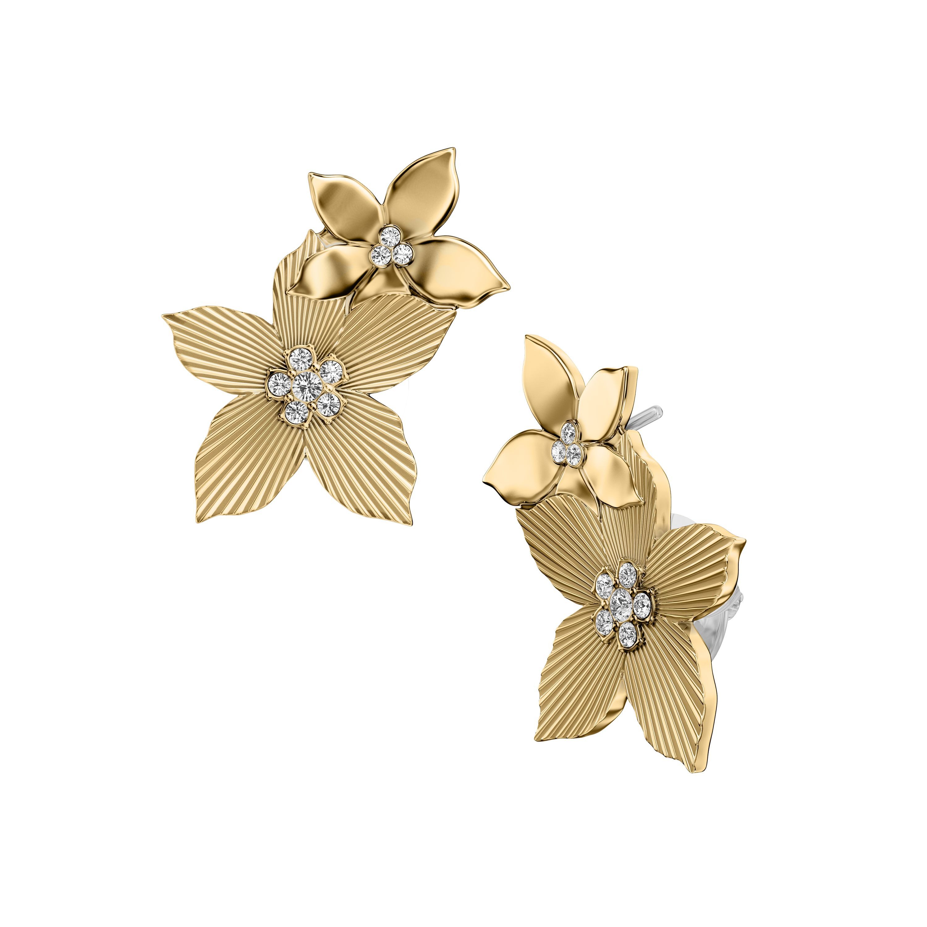 Fossil Paar Ohrstecker Schmuck Geschenk Edelstahl Ohrringe Blume Sutton, mit Glasstein