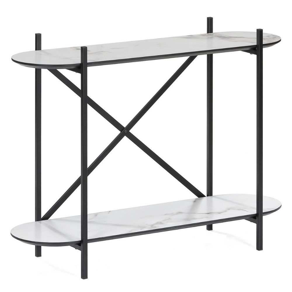 LebensWohnArt Konsolentisch Moderne Design Konsole MARMOL-Plus 100cm weiss Marmor-Optik